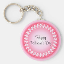 Pink and white hearts key chains