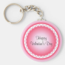 Pink and white hearts keychain