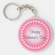 Pink and white hearts keychain