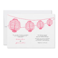 Pink and White Lanterns Wedding Invitation invitation