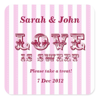 Pink and white Love is sweet Candy Buffet Sticker