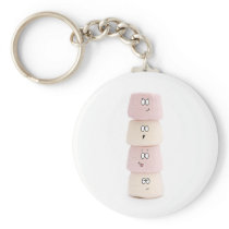 pink and white marshmallow characters key chain
