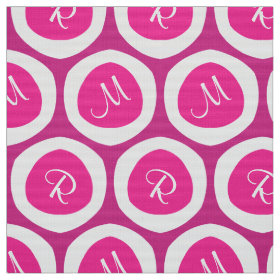 Pink and White Modern Monogram Novelty Fabric