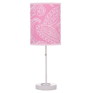 Pink and White Paisley Table Lamp