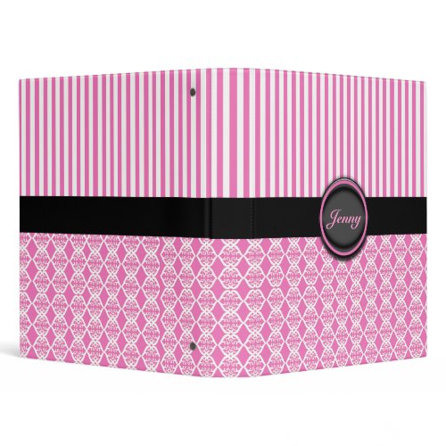 Pink and white patterns binder
