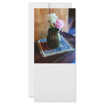 Pink and White Peonies in Green Jug Custom Rack Card