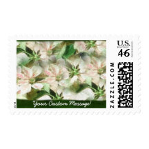 Pink and White Poinsettias 1 Painterly Postage