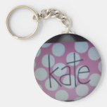 pink and white polk a dot sign key chains