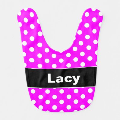 Pink and White Polka Dot Baby Bib