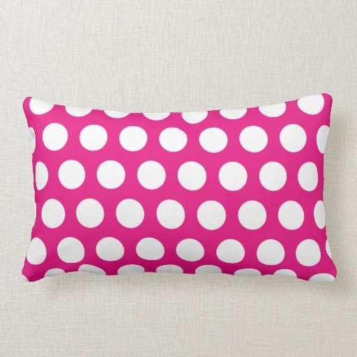 Pink and white Polka dot lumbar Throw Pillow Zazzle