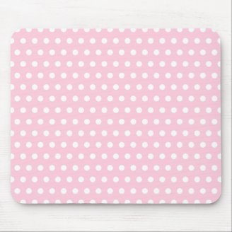 Pink and White Polka Dot Pattern. Spotty. Mousepads