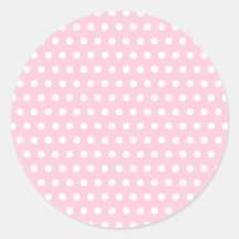 Pink and White Polka Dot Pattern. Spotty. Round Stickers