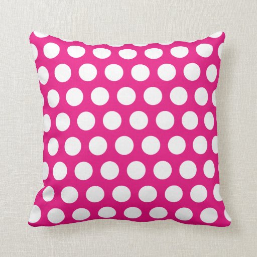 Pink and white Polka dot Throw Pillow Zazzle