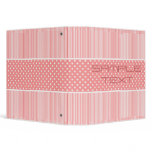 Pink and White Polka Dots and Stripes Binder