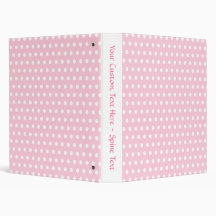 Pink and White Polka Dots Pattern. 3 Ring Binder