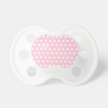 Pink and White Polka Dots Pattern. Baby Pacifiers
