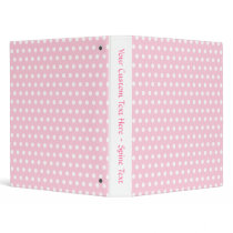 Pink and White Polka Dots Pattern. 3 Ring Binder