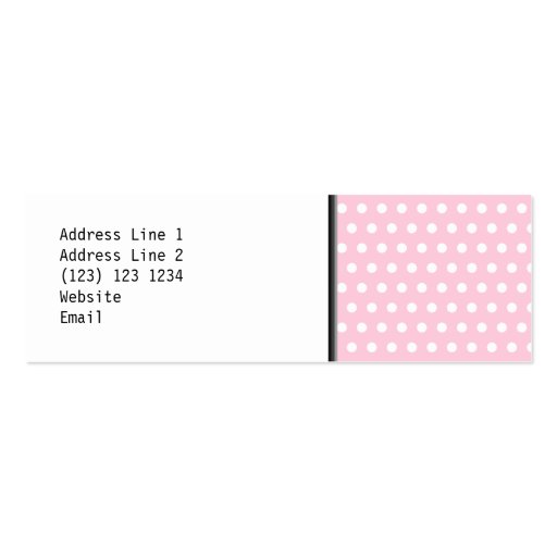 Pink and White Polka Dots Pattern. Business Card (back side)