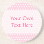 Pink and White Polka Dots Pattern. Beverage Coaster