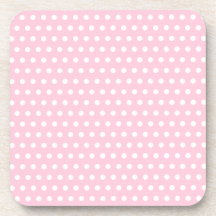 Pink and White Polka Dots Pattern. Coasters