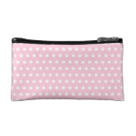 Pink and White Polka Dots Pattern. Cosmetic Bags