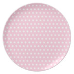 Pink and White Polka Dots Pattern. Dinner Plate