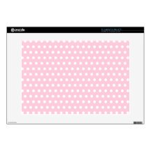 Pink and White Polka Dots Pattern. Decals For 15" Laptops