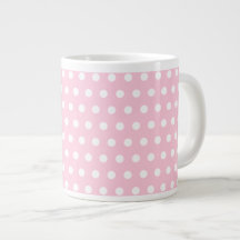Pink and White Polka Dots Pattern. Extra Large Mug