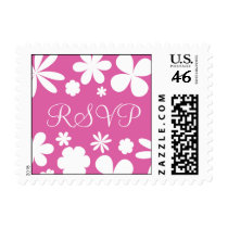 Pink and White RSVP Flower Power Postage postage by hummingbirdcake Pink and White RSVP Flower Power Postage postage