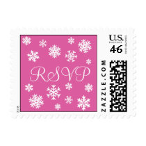 Pink and White RSVP Snowflakes Postage postage by hummingbirdcake Pink and White RSVP Snowflakes Postage postage