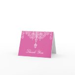Pink and White Scrollwork Thank You Note cards
