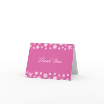 Pink and White Snowflakes Thank You Note cards