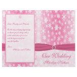 Pink and White Snowflakes Wedding Program Flyer Design
