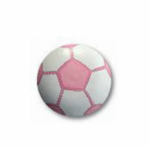 Pink and white soccer ball photo sculptures