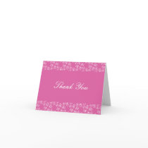 Pink and White Spiral Swirls Thank You Note cards
