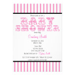 Pink and White Striped Circus Baby Shower Invitati Custom Invites