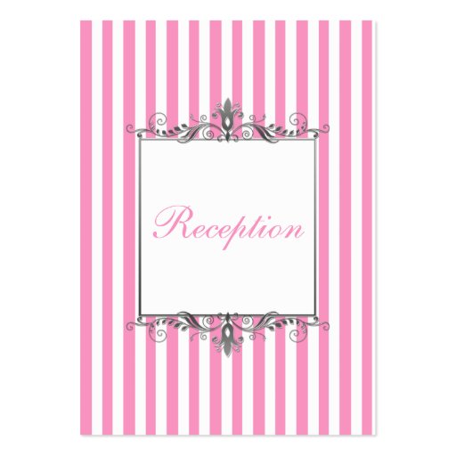 Pink and White Striped Enclosure Card Business Cards (front side)