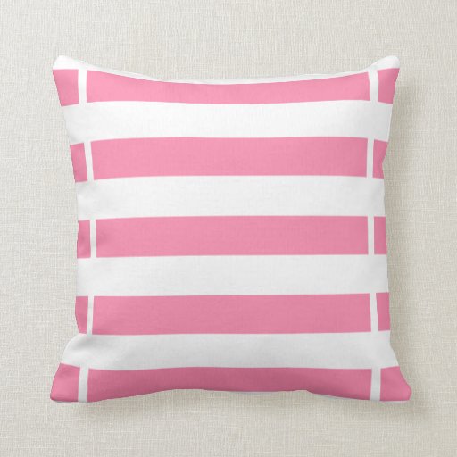 Pink and White Striped Pillow Zazzle