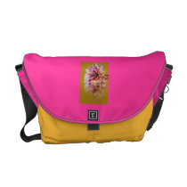 Pink and White Stripey Gerbera Flower Courier Bags