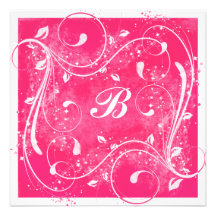 Pink and White Swirls Wedding Invitation