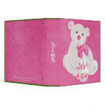 Pink and White Teddy Bear Binder