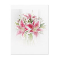 pink and white tiger lilies postcards