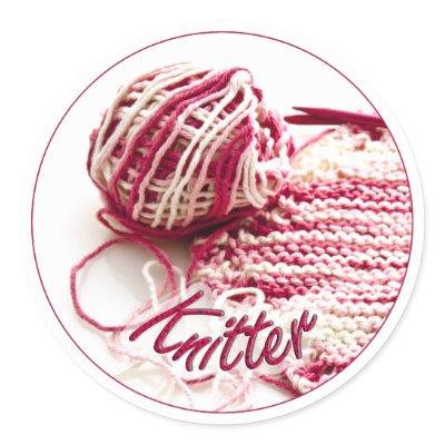 Pink and White Variegated Knitter Sticker