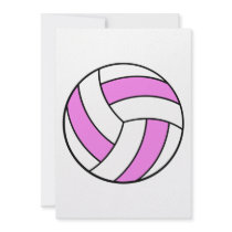 pink and white volleyball personalized invitation