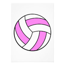 pink and white volleyball personalized invitation