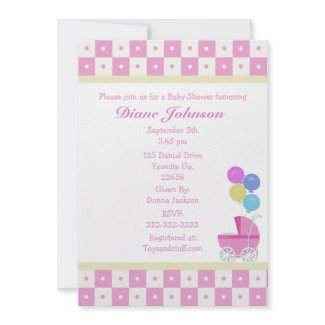 Pink and Yellow Baby Shower Invitation invitation