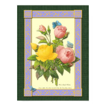 Pink and Yellow Botanical Roses Poster posters by thegardenpages Pink and Yellow Botanical Roses Poster posters