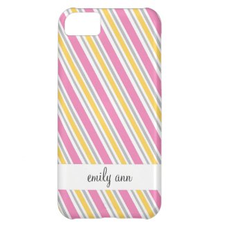 Pink and Yellow Candy Stripes Pattern iPhone 5C Cover