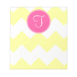 Pink and Yellow Chevron Monogram Notepad