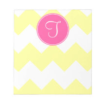 Pink and Yellow Chevron Monogram Notepad